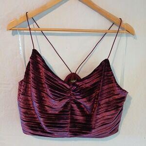 Wild Fable Velor XXL Bustier Bralette  Purple Plum‎ Spaghetti Straps Velor Nwt!